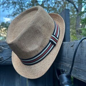 Stylish Tan Fedora with Striped Band
